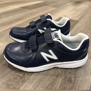 New Balance 411 Walking Shoes Leather Velcro Strap Sneakers MW411HSN- Navy 12